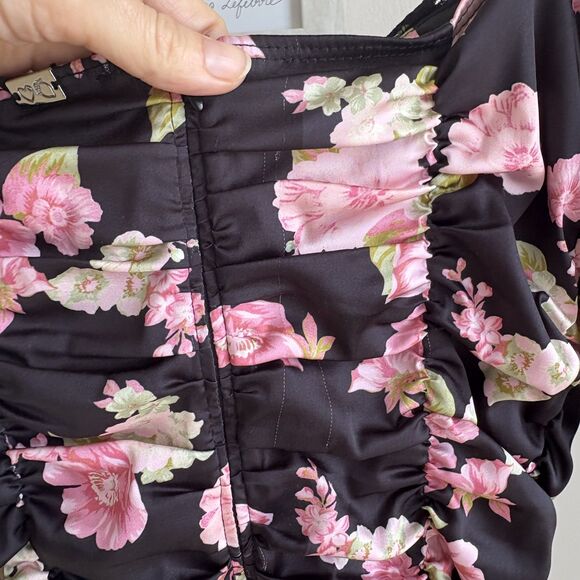 ❄️SALE❄️For Love & Lemons 'Melrose' Dress - Satin Bodycon Cocktail Puff Sleeve - Picture 6 of 7